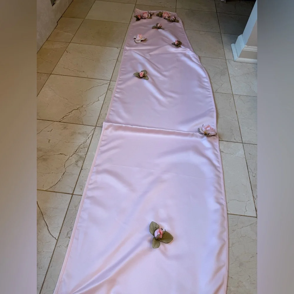 Ilana Wolf NWT Pink Satin Evening Wrap w/ Silk Flower Embellishment. Gorgeous! - Picture 10 of 16